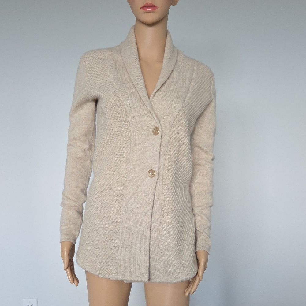 Rani Arabella Beige Shawl Collar Cardigan